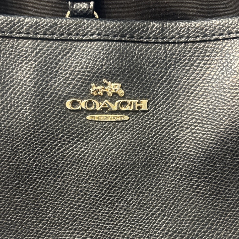 Coach Black Textured Leather Bag with Gold Accents